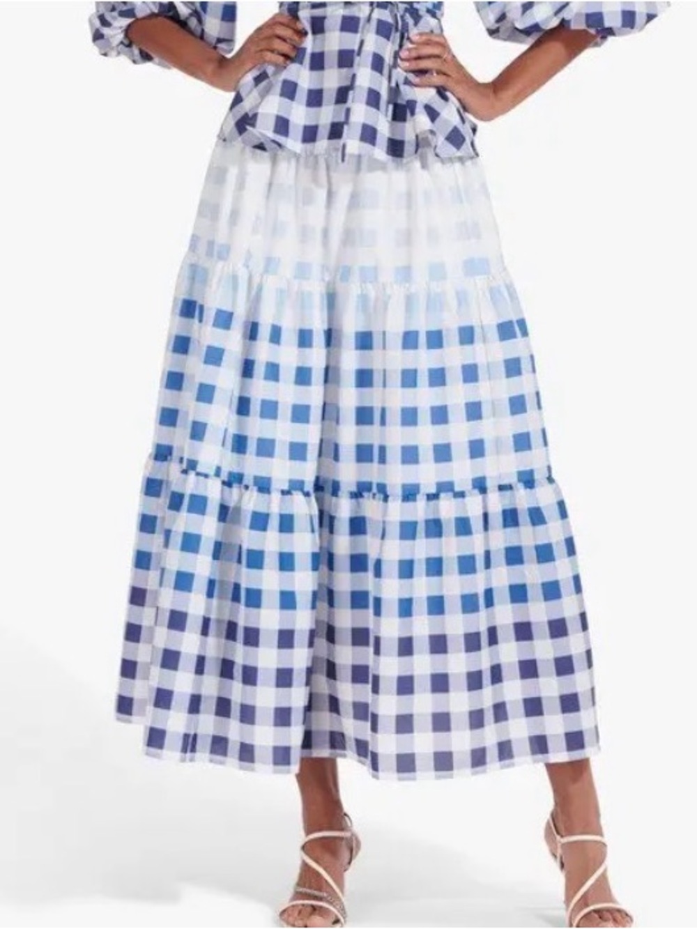 Staud Laney ombré  Maxi Skirt in Blue and White
